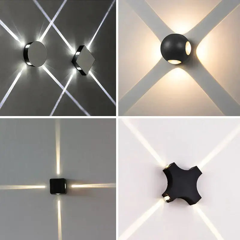 Modern black and silver decorbites led starlight wall lamp with sleek geometric design casting angular light patterns