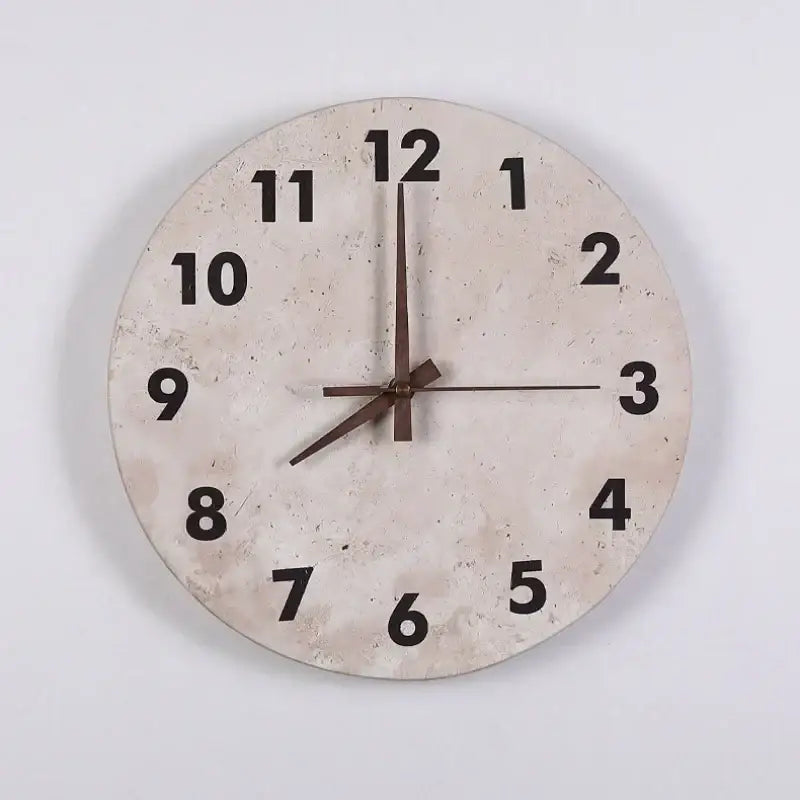 DecorBites™ modern nordic wall lamp with beige stone clock wall face and black numerals for bathroom mirror light