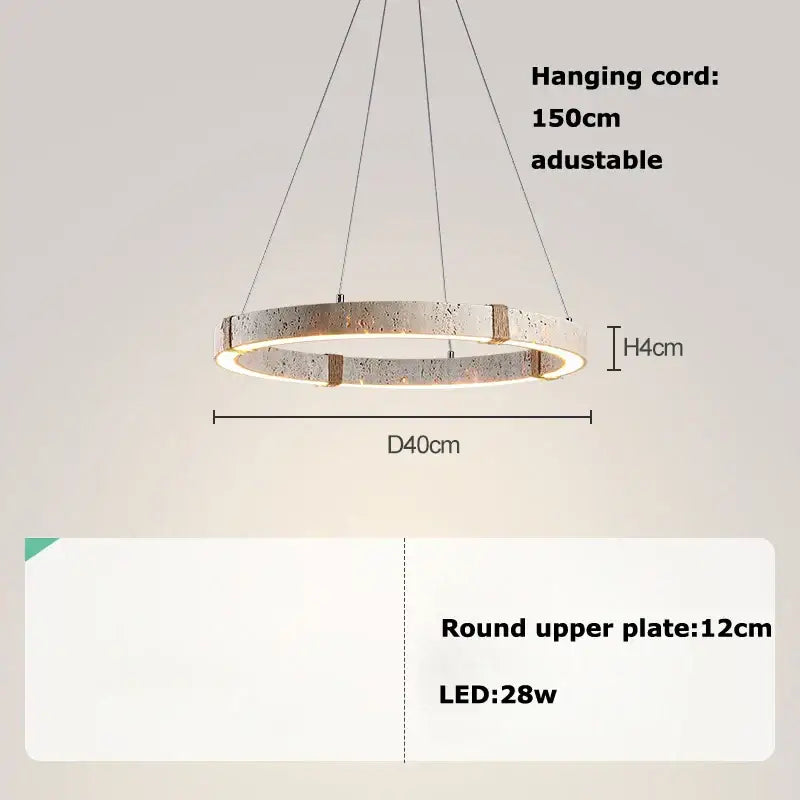 Modern circular decorbites led stone ring chandelier with textured metallic finish and integrated led lighting for living room
