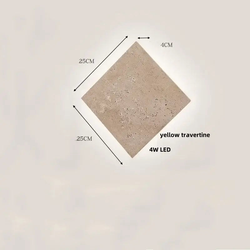 Square yellow travertine wall lamp sconce with 4w led light source decorbites led stone wall for modern living rooms