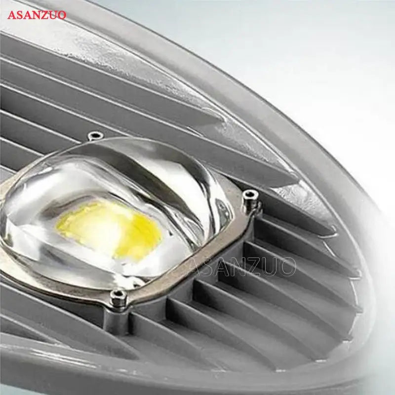 Gray asanzuo led street light with clear lens covering yellow bulb and ribbed heat sink design for outdoor decorbites led street use