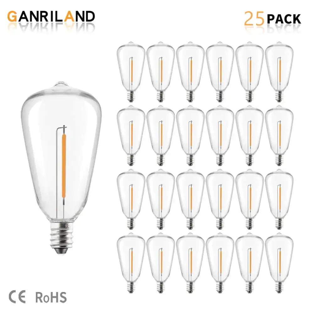 Clear glass DecorBites led string E12 1W shatterproof string light bulb with warm orange filament inside
