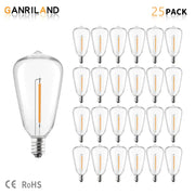 Clear glass DecorBites led string E12 1W shatterproof string light bulb with warm orange filament inside