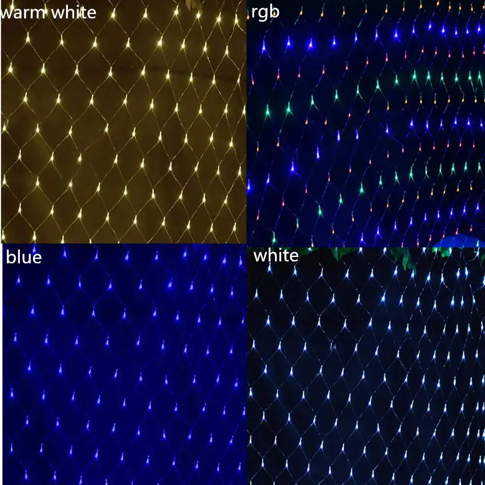Decorbites led string lights with warm white rgb blue and white leds in diamond mesh design for festive decor