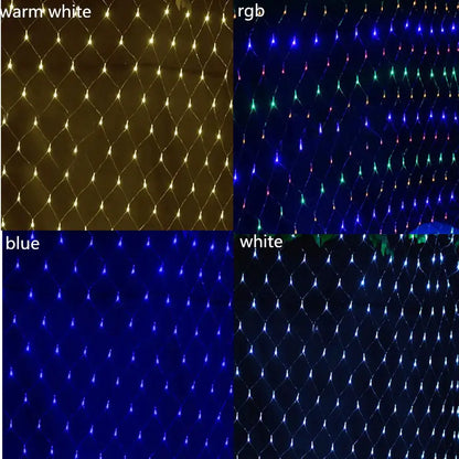 Decorbites led string lights with warm white rgb blue and white leds in diamond mesh design for festive decor