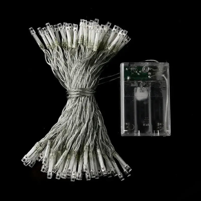 Clear plastic decorbites led string lights with transparent bulbs and clear battery pack for holiday parties and weddings