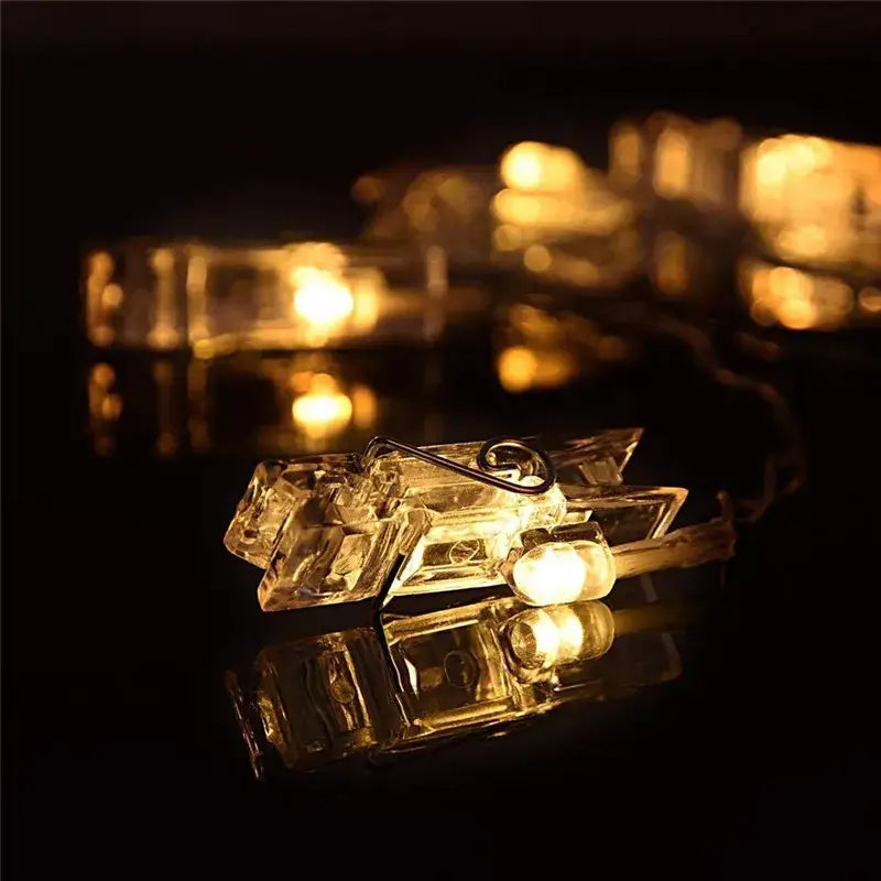 Decorbites led string 10m with clear crystal-shaped bulbs and warm golden led string lights for festive decoration