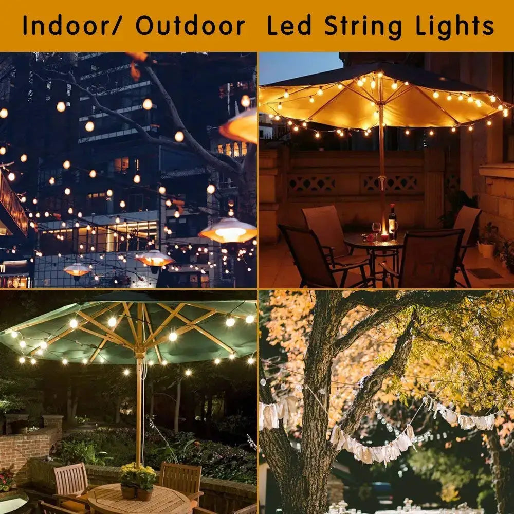 Warm white decorbites led string lights with retro edison e27 bulbs for indoor and outdoor use