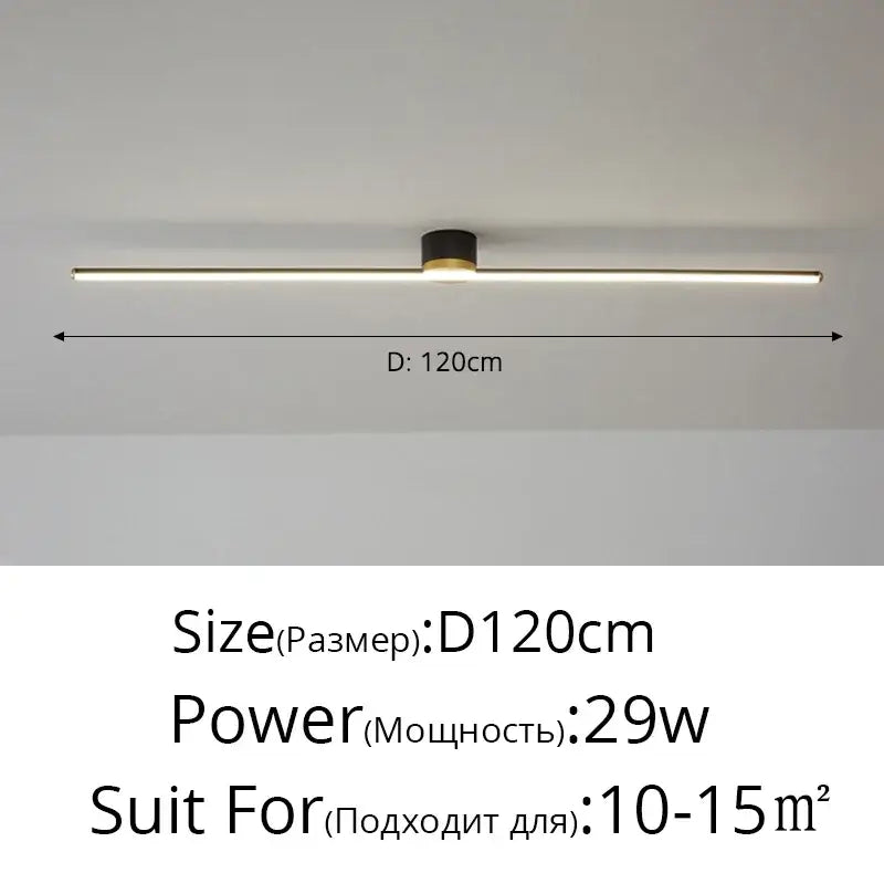 A decorbites led strip ceiling light featuring a sleek modern design with slim metallic finish and black central fixture
