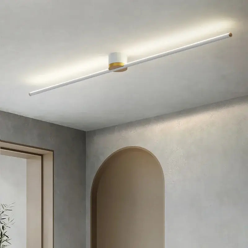 Decorbites led strip ceiling light with sleek white cylindrical body and gold accents for modern ambient home lighting