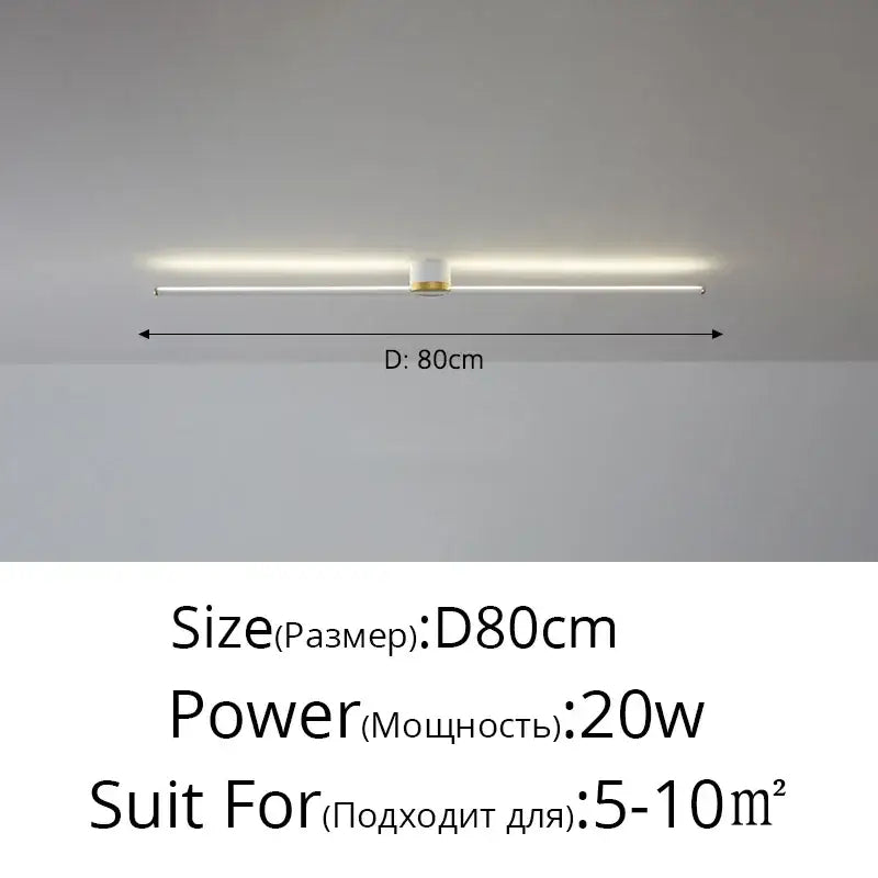 Modern minimalist decorbites led strip ceiling light with sleek white and gold finish and soft ambient illumination