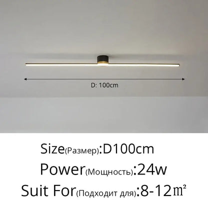 Modern minimalist decorbites led strip ceiling light in black with warm white led strip, 100cm for home ambiance
