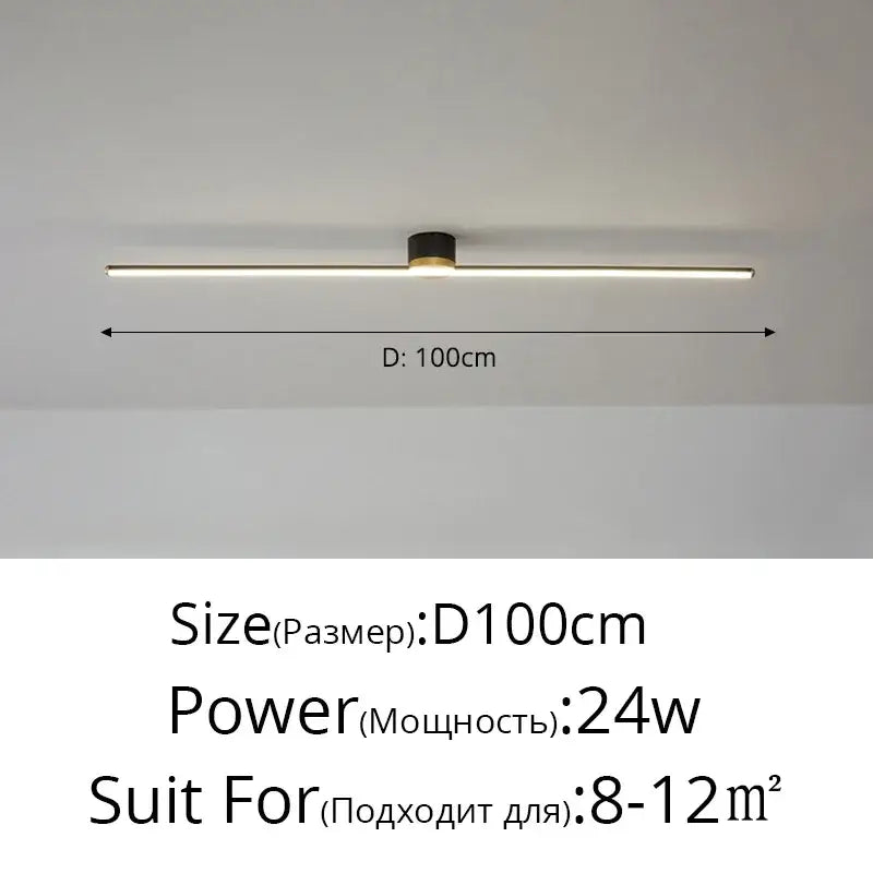 Modern minimalist decorbites led strip ceiling light in black with warm white led strip, 100cm for home ambiance