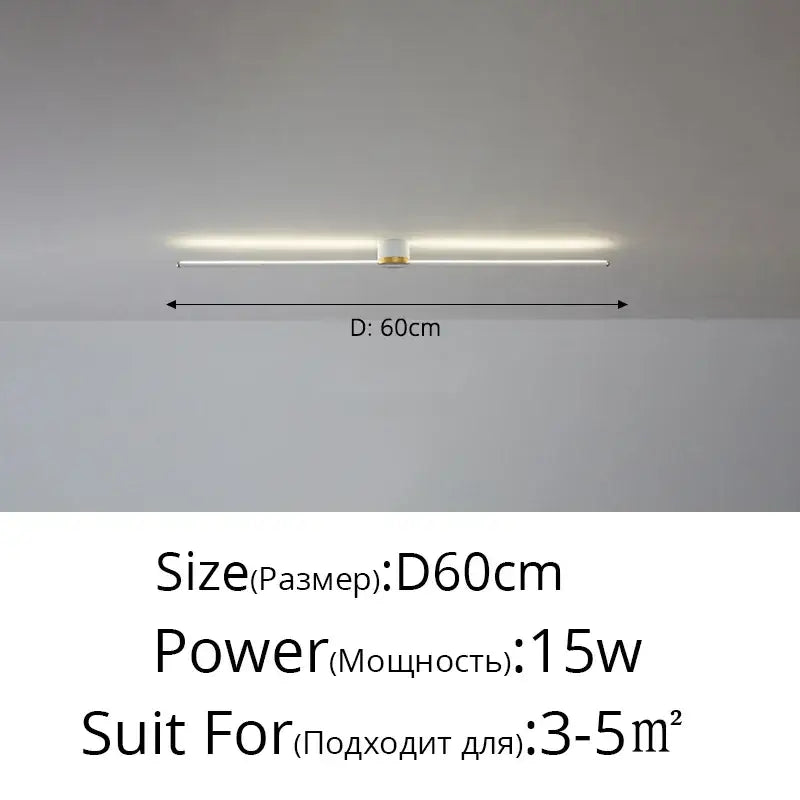 DecorBites LED strip ceiling light with slim white bar and gold-toned fixture for sleek modern home lighting ambiance