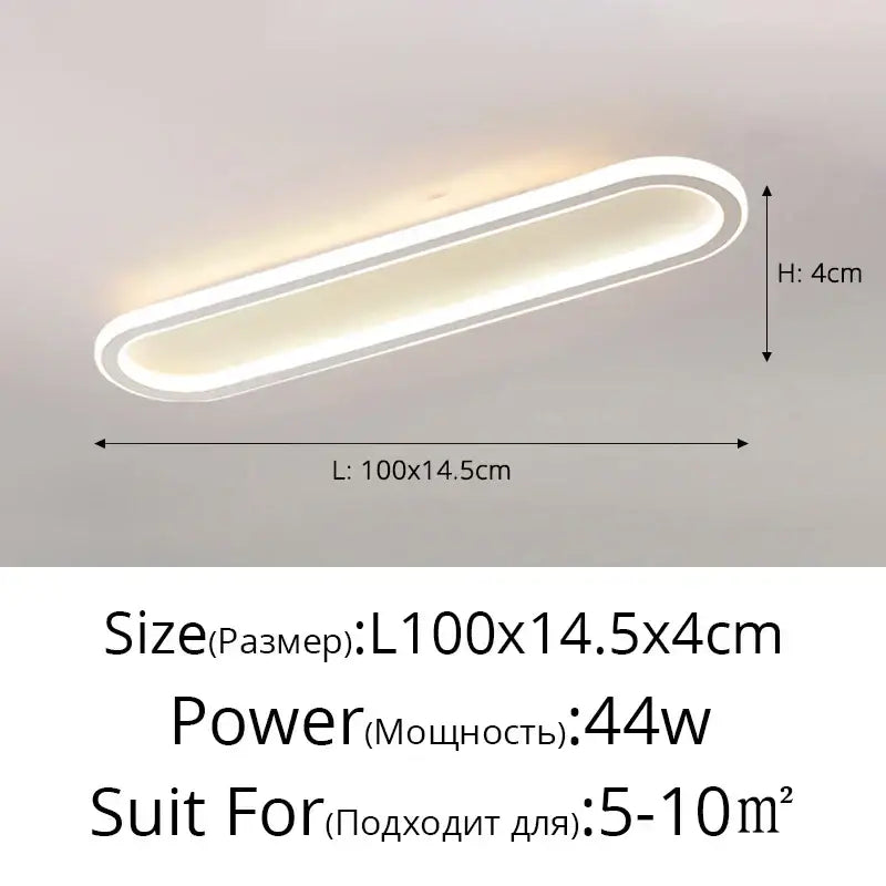 Modern white decorbites led strip ceiling lights with sleek oval design and warm glow for bedroom and living room decor