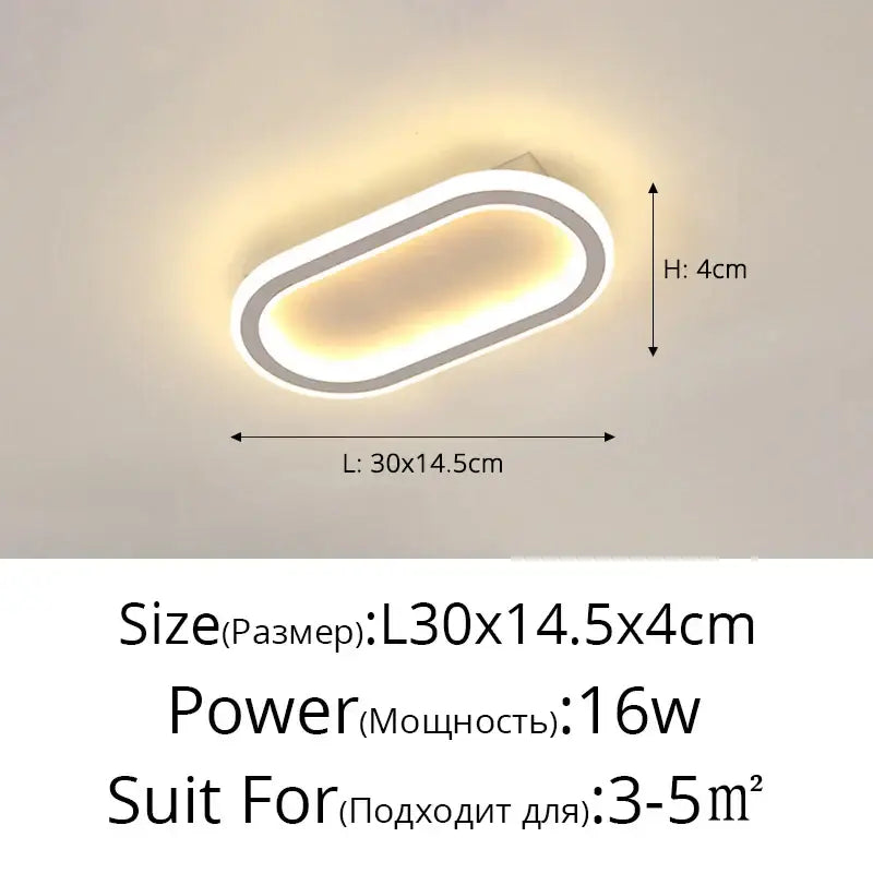 Modern oval-shaped decorbites led strip ceiling light with sleek white frame and warm yellow glow for bedroom and hallway decor