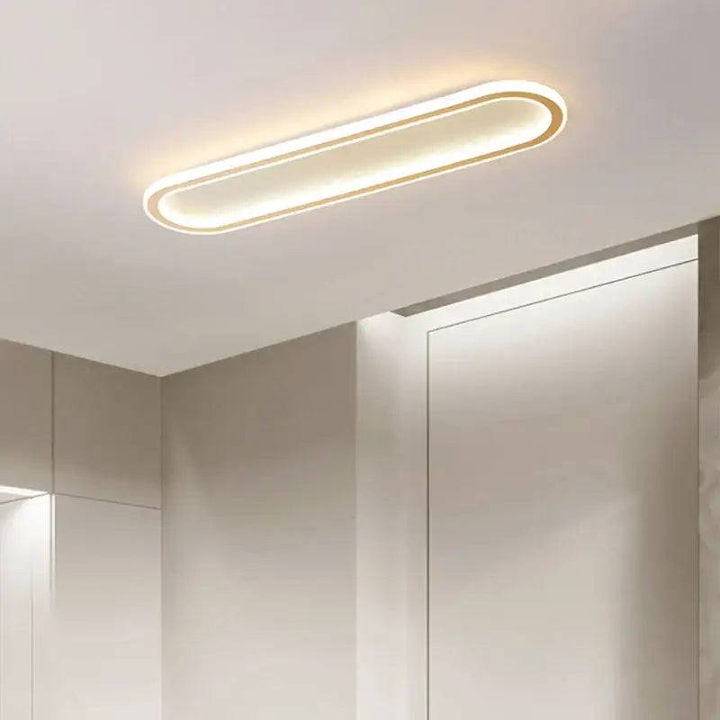 Modern oval-shaped decorbites led strip ceiling lights with warm white led strip illumination and a thin metallic frame