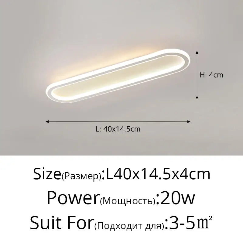 Modern minimalist DecorBites LED strip ceiling light with a sleek white oval design and warm glow for bedroom decor