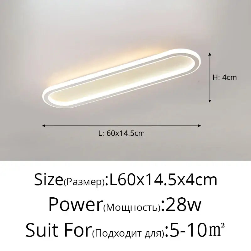 Modern white oval decorbites led strip ceiling lights with sleek minimalist design and warm glow for bedroom and hallway decor