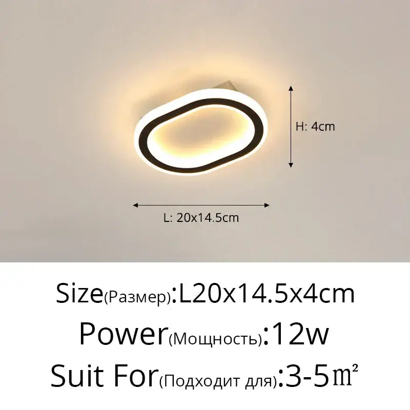 Modern oval-shaped decorbites led strip ceiling lights with sleek white and black frame emitting warm ambient glow