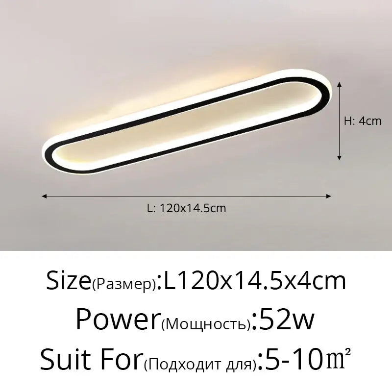 Modern minimalist decorbites led strip ceiling lights with sleek oval black trim and warm white glow for bedroom and hallway