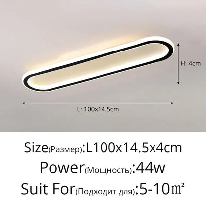 Modern oval-shaped led strip ceiling light by decorbites with sleek black frame and warm white illumination for living spaces