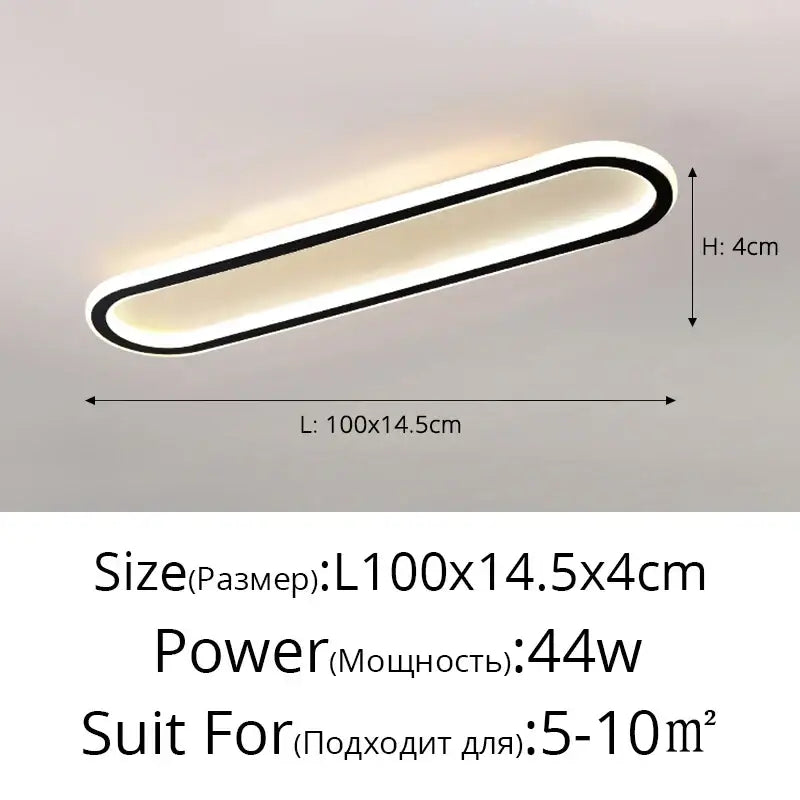 Modern oval-shaped led strip ceiling light by decorbites with sleek black frame and warm white illumination for living spaces