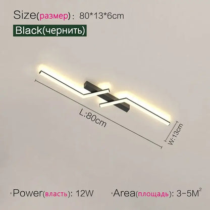 Black modern led strip ceiling lights by decorbites with sleek angular design for minimalist corridor and balcony lighting