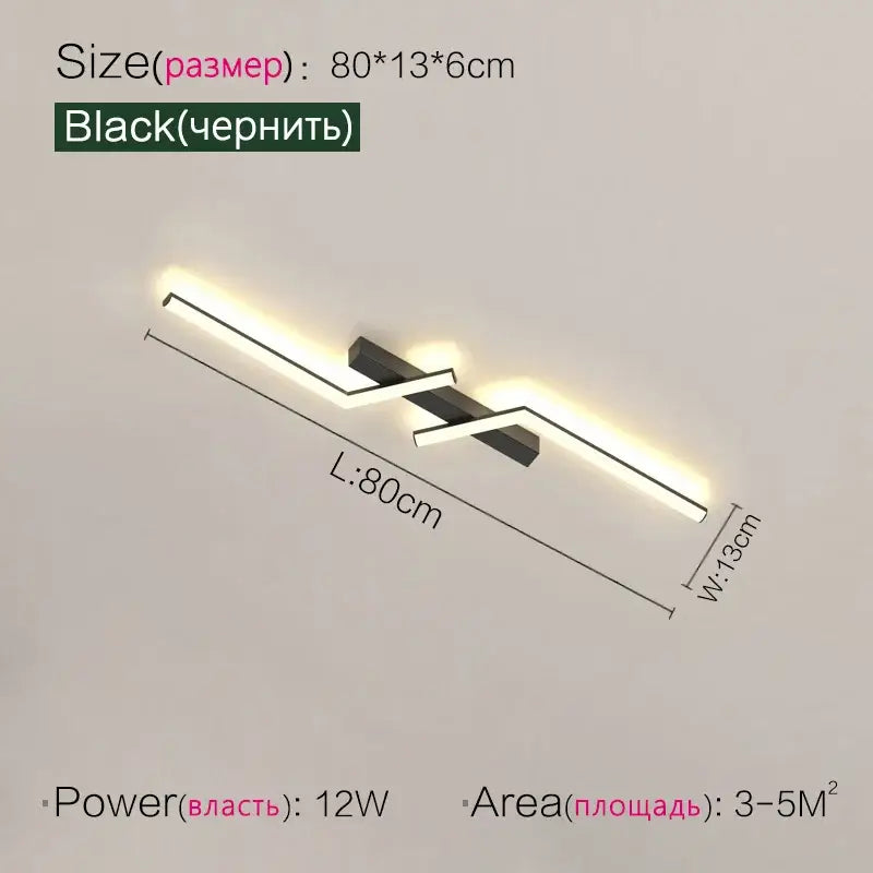 Black modern led strip ceiling lights by decorbites with sleek angular design for minimalist corridor and balcony lighting