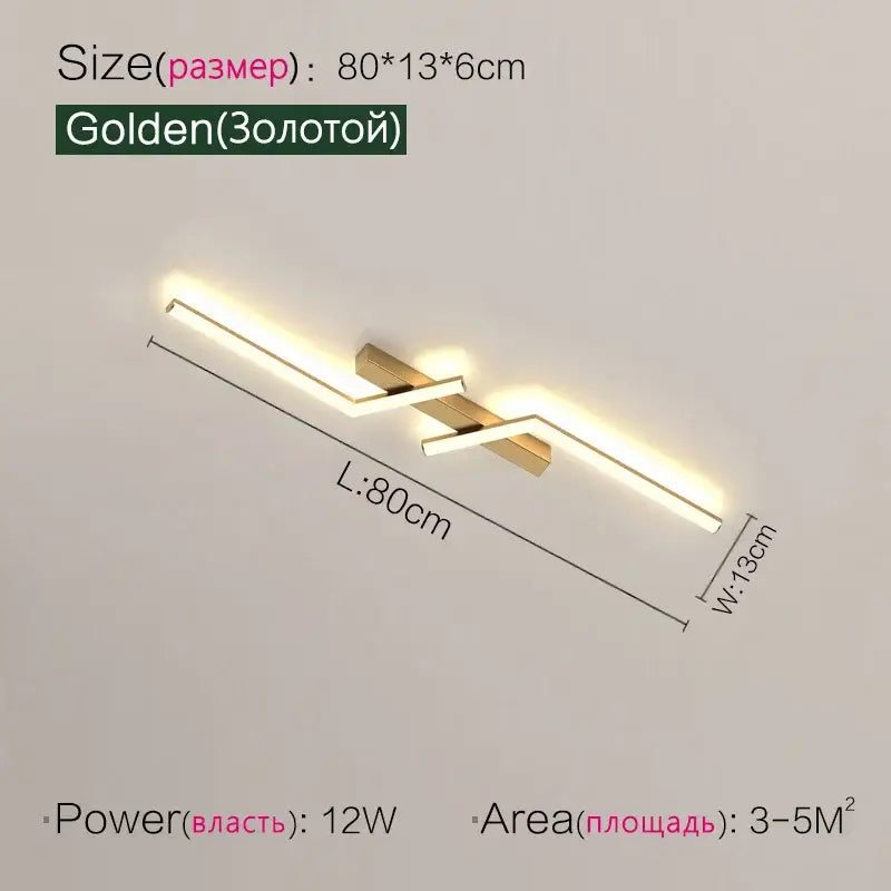 Golden modern decorbites led strip ceiling lights with sleek angular led wall sconce emitting warm light