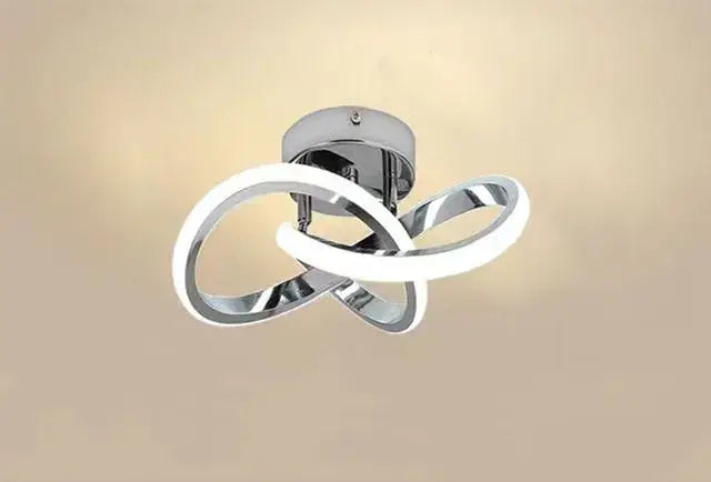 Modern chrome-finished decorbites led strip ceiling lights with intertwined glowing rings for living room and balcony decor