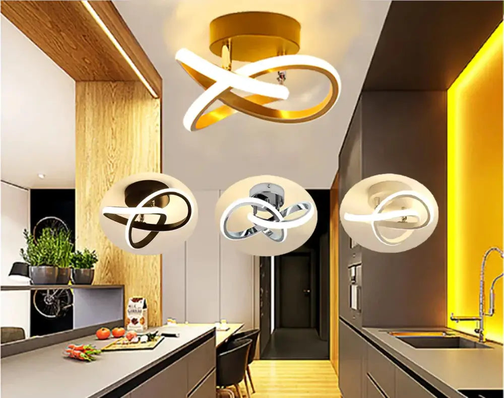 Modern infinity-loop decorbites led strip ceiling light with sleek gold and white design for living room and balcony