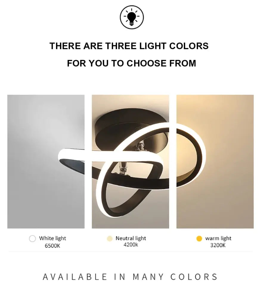 Modern black and white decorbites led strip ceiling lights with sleek intertwined ring design for minimalist home decor