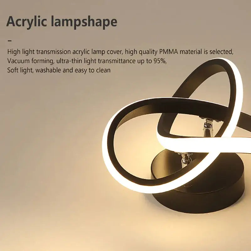 Modern black acrylic DecorBites led strip ceiling lights with sleek intertwined loop design and glowing white LED strip