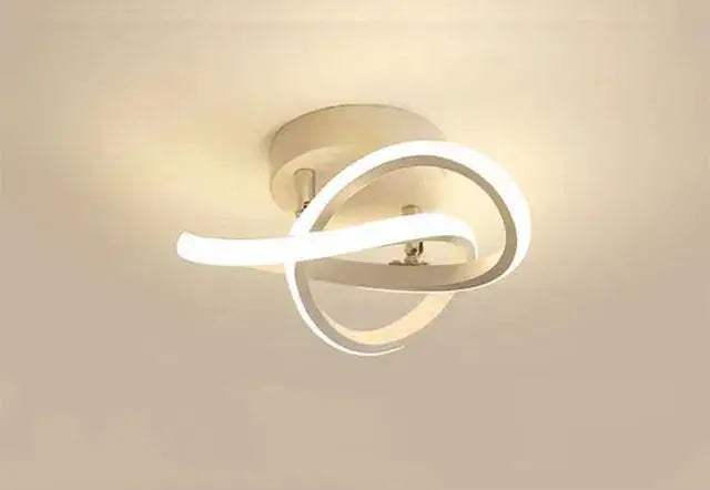 Modern white DecorBites LED strip ceiling lights with sleek intertwined circular design for living room and balcony decor