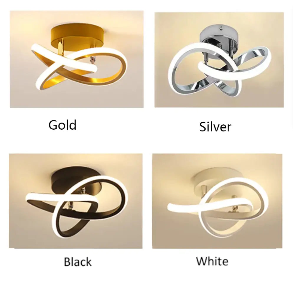 Modern decorbites led strip ceiling lights with sleek intertwined ring design in gold silver black and white finishes