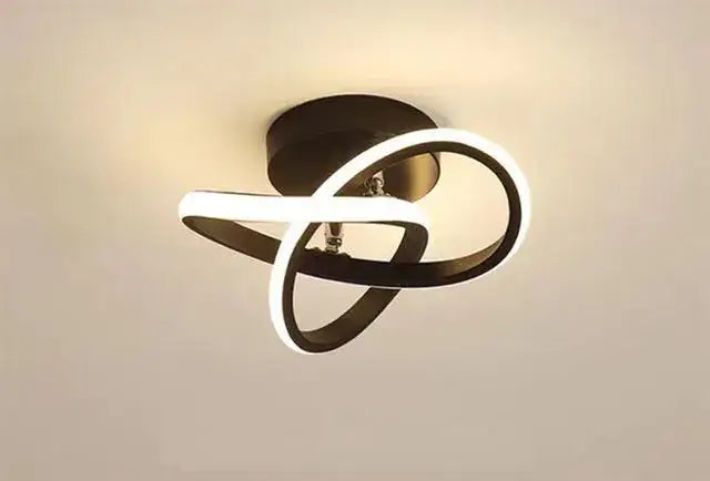 Modern black and white decorbites led strip ceiling lights with sleek intertwined ring design for living rooms and balconies
