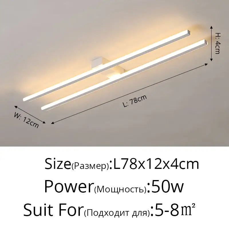 Modern white decorbites led strip chandelier with two parallel bars for aisle corridor balcony lighting