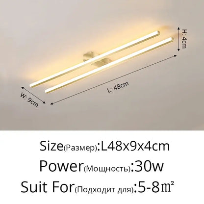 Modern double-bar led strip chandelier by decorbites with minimalist design and warm white illumination for corridor lighting