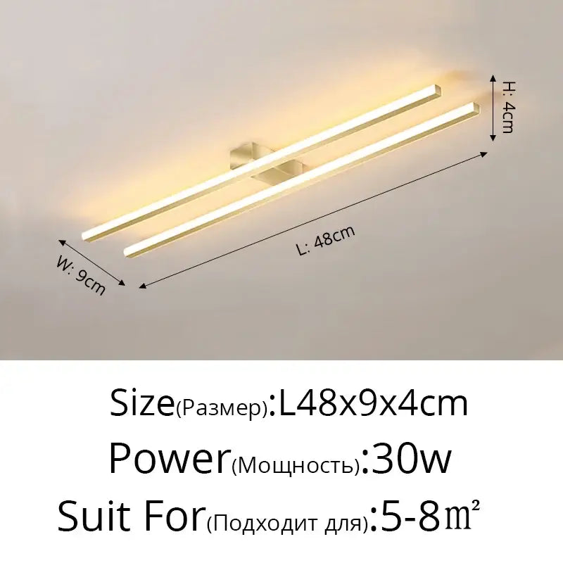 Modern double-bar led strip chandelier by decorbites with minimalist design and warm white illumination for corridor lighting