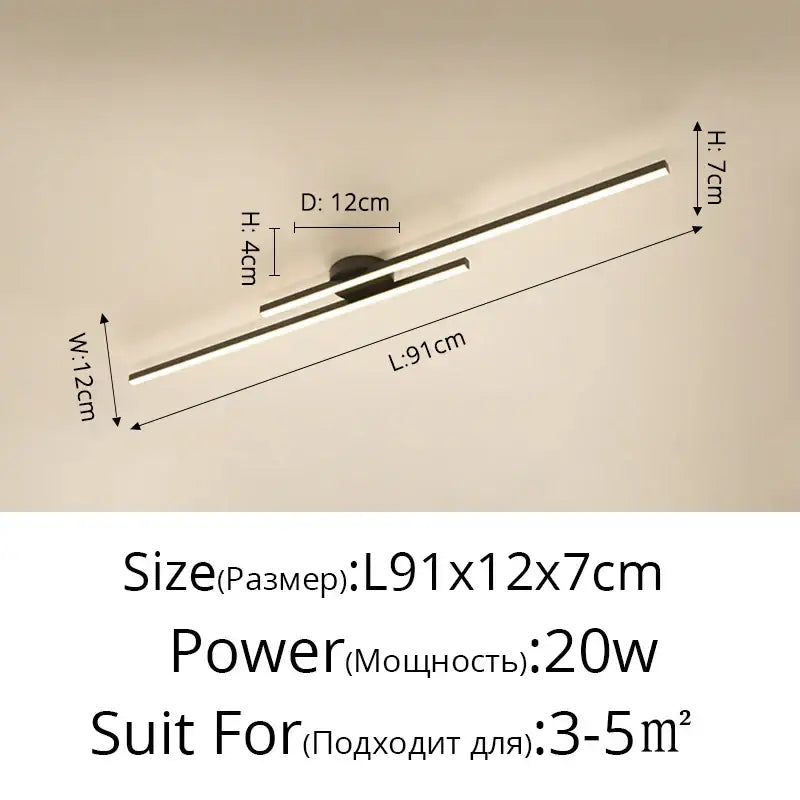 Modern minimalist decorbites led strip chandelier with sleek black and silver slim bars for aisle and balcony lighting