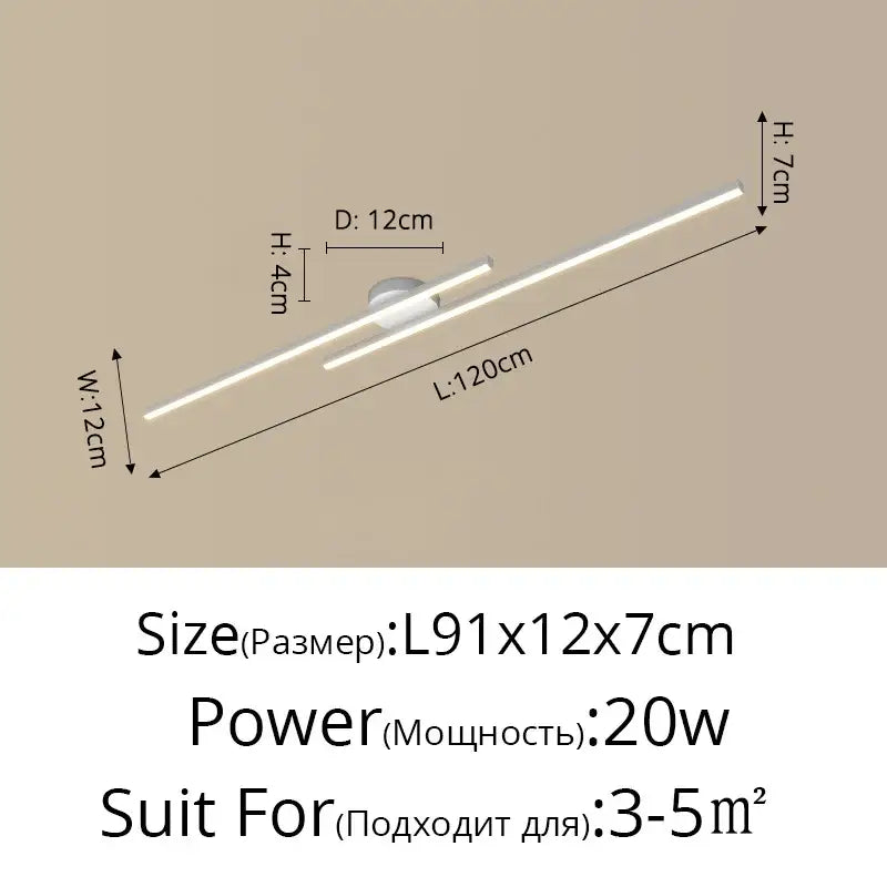 Modern minimalist decorbites led strip chandelier with sleek white finish and slim profile for corridor and balcony lighting