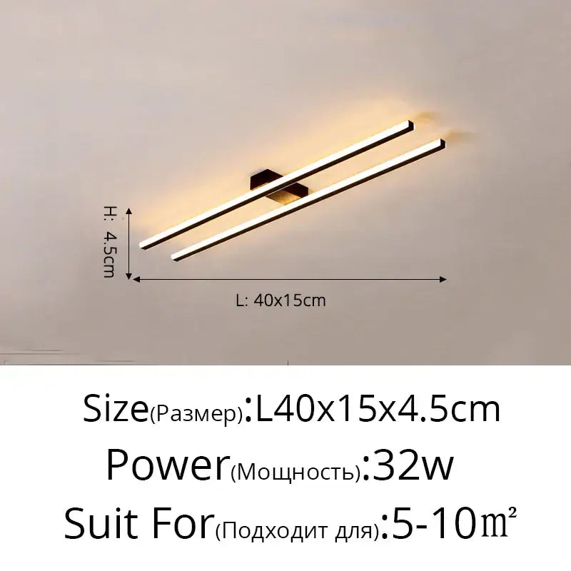 Modern minimalist decorbites led strip chandelier with two sleek parallel bars emitting warm light for corridor lighting