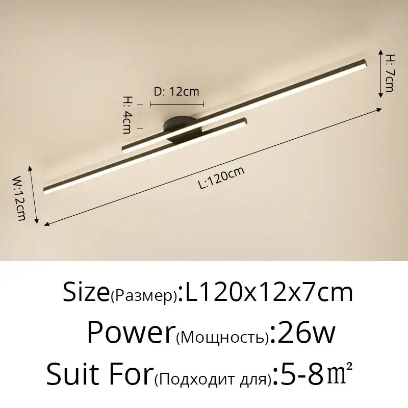 Modern minimalist decorbites led strip chandelier with sleek matte black and silver bars for aisle and balcony lighting