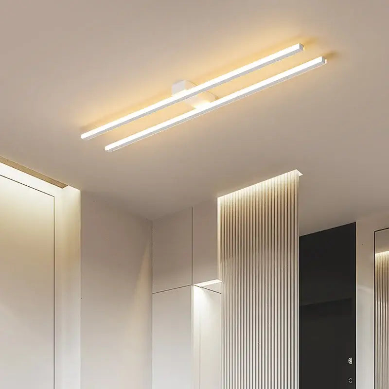 Modern white decorbites led strip chandelier with minimalist design mounted parallel on ceiling for corridor lighting