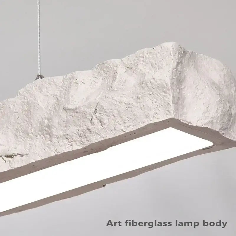 White art fiberglass lamp body with textured rock surface and integrated light panel for decorbites led strip pendant lights