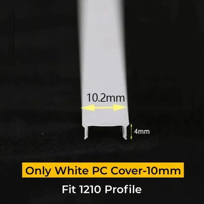 White plastic cover for decorbites™ led strip channel diffuser fits 1210 aluminum profile 10.2mm width 4mm height