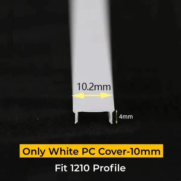 White plastic cover for decorbites™ led strip channel diffuser fits 1210 aluminum profile 10.2mm width 4mm height