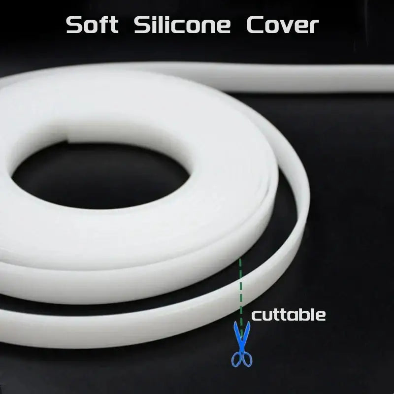 White soft silicone cover for decorbites™ led strip channel diffuser cuttable for aluminum profile light cover