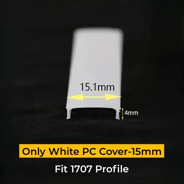 White plastic cover 15mm wide 4mm deep for DecorBites™ led strip channel diffuser in aluminum profile light cover